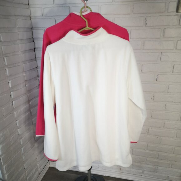 2 - My Style Ladies Size 1X Hot Pink & White 4 Snap Front Closure Fleece Tops - Picture 4 of 12